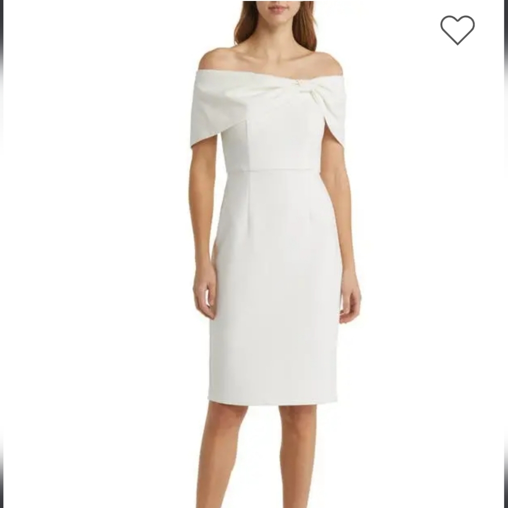 VINCE CAMUTO NWT BOW COLLAR OFF SHOULDER DRESS Size 12 Ivory